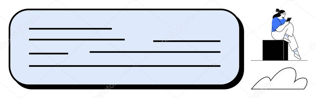 Caja de texto rectangular con líneas horizontales que representan texto ...