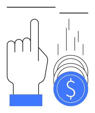 Finansal büyümeyi, gelir artışını, tasarrufu ve yatırımları temsil eden düşen para sikkelerini işaret ederek. Finans, iş, yatırım, bankacılık, tasarruf fintech için ideal