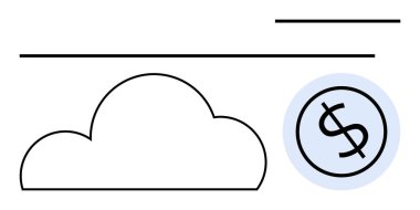 Bulut simgesi, bulut hesaplamalarında maliyet verimliliğini daire içine alarak dolar işareti ile eşleştirildi. Teknoloji finansmanı, bütçe planlaması, bulut hizmetleri, veri yönetimi, maliyet azaltma, mali