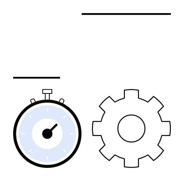 Kronometre ve teçhizat zaman yönetimi verimliliğini ve verimliliği simgeliyor. İş stratejileri, proje planlaması, iş akışı optimizasyonu, takım çalışması, dakiklik, mekanik süreçler için idealdir. Çizgi