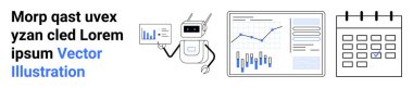 Veri arayüzü olan robot, bar çizelgesi ve takvimi olan çizgi grafiği. Proje yönetimi, veri analizi, yapay zeka otomasyonu, verimlilik planlaması, iş stratejisi, veri görselleştirme için ideal. İniş sayfası