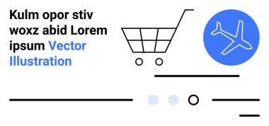 Alışveriş arabası ve uçak parçaları. E-ticaret, seyahat, çevrimiçi pazarlama, lojistik, web tasarımı, dijital satışlar, kullanıcı deneyimi için ideal. İniş sayfası