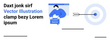 Mavili adam Cash Back tabelasını tutuyor. Hedefi tam on ikiden vurdu. Pazarlama, finans, e-ticaret, hedef belirleme, başarı, dijital kampanyalar ve web tasarım temaları için idealdir. İniş sayfası