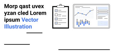 Kontrol listeli pano, analitik grafikler ve çizelgeler. Ticari analitikler, veri görselleştirme, performans izleme, proje yönetimi, stratejik planlama, üretkenlik, iş dünyası için ideal