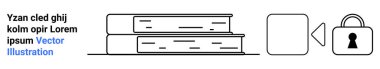 Metinli iki kitap yığını, asma kilide odaklanmış ikon. Eğitim, öğrenme kavramları, yayıncılık, telif hakkı, kütüphane sistemi, veri fikri mülkiyetini güvence altına almak için idealdir. İniş sayfası
