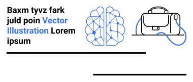 Beyin ağı düğümler ve evrak çantasıyla bağlandı. Teknoloji girişimleri, kurumsal eğitim, yapay zeka geliştirme, iş sunumları, eğitim araçları, pazarlama teminatı, proje planlaması için idealdir. İniş