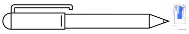 Klipsli kapaklı ve düz gövdeli basit tükenmez kalem. Ofis için ideal, ticari, eğitici, promosyonal, sanatsal ve günlük kullanım için. Çizgi benzetmesi. Basit satır simgeleri
