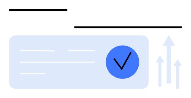 Açık mavi kutunun içinde yukarı doğru giden oklar ve paralel siyah çizgiler var. İlerleme takibi, başarı, başarı, onay, doğrulama, büyüme, çevrimiçi süreçler için ideal. Satır metaforu