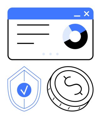 Finansal ağ, V11 veri tablosu, güvenlik işaretli kalkan, para birimi simgesi. Finans, bankacılık, sigorta, kripto para birimi, web, v11 uygulamaları, veri analizi için ideal