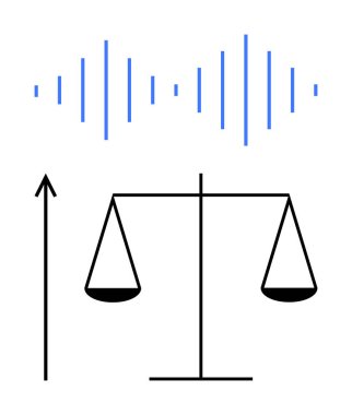 Yukarı doğru ok mavisi ses dalgaları büyüme uyumu ve dengeyi sağlar. Adalet, ilerleme, ses, denge, istikrar, yenilik ve potansiyel konuları için idealdir. Satır metaforu