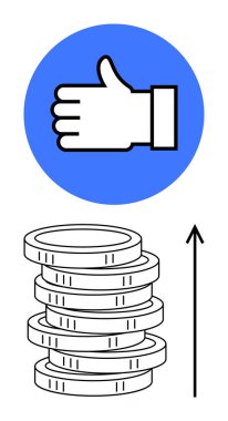 Mavi çember paralar yukarı doğru ok şeklinde. Başarı, büyüme, zenginlik, pozitiflik, finans, başarı, motivasyon için idealdir. Satır metaforu