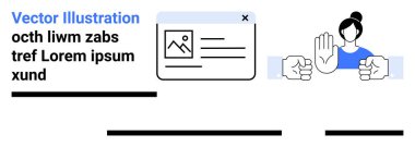 Metin kutusu resim önizlemesi yanında metin, kadın hareketi durdurma, iki el sıkışma. Web tasarımı için ideal, kullanıcı arayüzleri, özel dersler, blog gönderileri, eğitim materyalleri, dijital pazarlama, proje