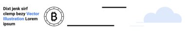 Bitcoin para sembolü, bağlantıyı temsil eden yatay çizgiler ve bulut elementi. Kripto para birimi, engelleme zinciri, finansal teknoloji, dijital para birimi, modern finans, bulut hesaplama, teknoloji için ideal