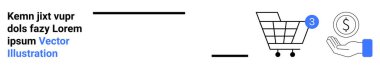 Tebligat ikonlu alışveriş arabası, güvenli ödeme eli bozuk para, lorem ipsum mesajı. E-ticaret, çevrimiçi alışveriş, ödeme yöntemleri, mobil uygulamalar, dijital işlemler, kullanıcı dostu işlemler için ideal
