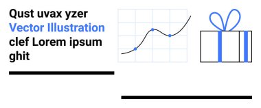 Veri noktalarıyla iş büyüme çizelgesi, kurdeleli hediye kutusu ve metin tutucuları. Veri analizi, pazarlama, iş büyümesi, sunumlar, raporlar, reklamlar için ideal web tasarımı