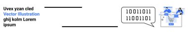 Teknisyen, bir müşteriye ikili kodla sohbet balonunda yardım ediyor. Kadın bilgisayarda oturuyor, erkek alışveriş sepeti ikonu tutuyor. Müşteri hizmetleri, teknik destek, e-ticaret, çevrimiçi yardım için ideal