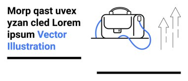 Kablosu olan bir iş çantası, yükselen üç ok ve yer tutucu metni. Kurumsal sunumlar, iş büyümesi, finans, pazarlama, veri eğilimleri, profesyonel hizmetler ve iniş için ideal