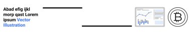Finansal grafik, çizgi çizelgesi ve bitcoin sembollü ekran. Engelleme zinciri, yatırım, kripto para birimi eğilimleri, piyasa analizleri, dijital para izleme, çevrimiçi finansal araçlar için idealdir. İniş sayfası