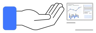 Çizelgeler, grafikler ve verilerle analitik ekrana uzanan elini aç. İş desteği, finans hizmetleri, yatırım danışmanlığı, teknoloji, veri analizi, yardım, rehberlik için ideal