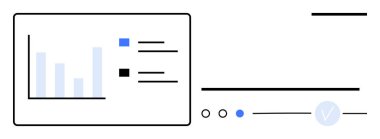 Bilgi bloklarının yanında çubuk grafik, durum göstergeleri ve onaylanmış onay işareti. Yuvarlak dikdörtgenler ve çizgiler. Veri analizi, performans takibi, raporlar, sunumlar, gösterge panelleri için ideal