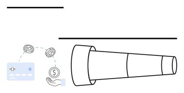 Kredi kartı ve el alışverişi maddi işlemleri gösteren madeni paraların yanı sıra detaylı büyüteç incelemesi için. Finans, para yönetimi, bankacılık, yatırımlar, gelecek için ideal