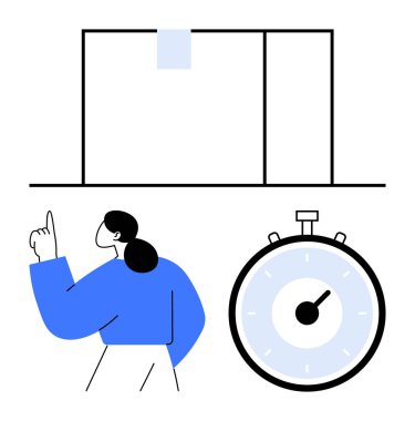 Kadın kronometre kronometre takvimi ayı gösteriyor. Zaman yönetimi, planlama, mühlet, toplantılar, programlar, verimlilik, verimlilik çizelgesi metaforu için ideal