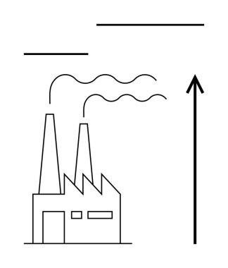 İlerlemeyi temsil eden dalgalar yayan bacalı bir fabrika. Temalar için ideal endüstri, büyüme, kirlilik, çevre, değişim, ilerleme, modernite. Satır metaforu
