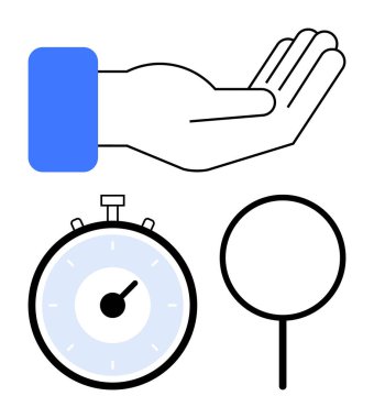 Uzatılmış kol saati ve boş dairesel tabela. Konseptler için ideal zaman yönetimi, yardım, kullanılabilirlik, bekleme, bekleme, zaman tutma ve hazır olma. Satır metaforu