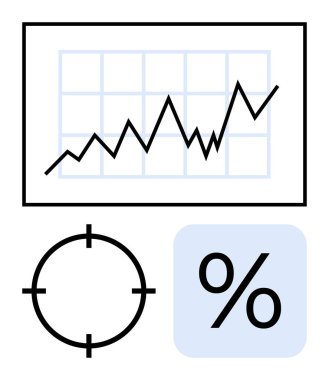 Çizgi grafiği büyüme eğilimini, hedef kitle işaretini ve yüzde işaretini gösteriyor. Sunumlar, raporlar, finansal analizler, pazarlama stratejileri, satış performansı, veri görselleştirme işi için ideal