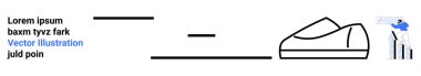 Yatay çizgiler, ayakkabı ve işadamı çubuğa mesajla tırmanıyor. İş temaları, ilerleme, büyüme, başarı ve modern tasarım kavramları için idealdir. İniş sayfası için minimalist çizimler
