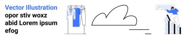 Gardıroba kıyafet asan, bulut ikonu olan bir adam ve arama çubuğuyla merdivenleri çıkan bir adam. Çevrimiçi depolama, veri yönetimi, e-ticaret, üretkenlik araçları, dijital dönüşüm, kişisel