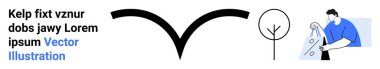 Mavi gömlekli adam geometrik şekilleri ve metin bloğunun yanındaki ağaç simgesini inceliyor. Eğitim, analiz, matematik, soyut sanat, geometri, öğrenme, bilgi grafikleri için idealdir. İniş sayfası