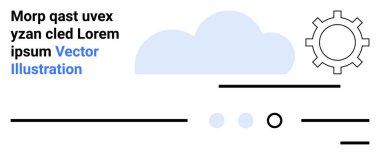 Bulut, vites sembolü, yer tutuculu metin, çizgiler, noktalar. Teknoloji, bulut hesaplama, veri yönetimi, yazılım, çevrimiçi platformlar, otomasyon modern arayüz iniş sayfası için ideal