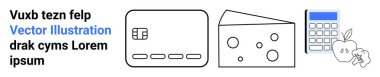 Kredi kartı, bir dilim peynir, elma ve üzümlü hesap makinesi. Finans, bütçe, market alışverişi, gider takibi, yemek endüstrisi hesapları için ideal. İniş sayfası