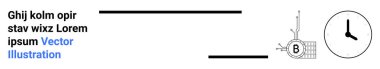 Metin bloğu, yatay çizgiler, B harfli teknik diyagram ve saat simgesi. İş sunumları, teknik raporlar, eğitim materyalleri, web sitesi afişleri, bilgi grafikleri, veriler için ideal