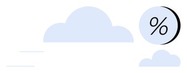 Yüzen bulutların yanında büyük bir yüzdelik sembol. Finans, hava raporları, istatistik, çevre verileri, bulut hesaplama, pazarlama analizi ve eğitim için idealdir. Satır metaforu