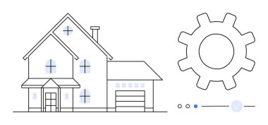 Geniş teçhizatlı, kaydırmalı ve noktalı modern bir banliyö evi. Akıllı ev teknolojisi, otomasyon, loto, gayrimenkul, ev geliştirme dijital kontrol için idealdir. Satır metaforu