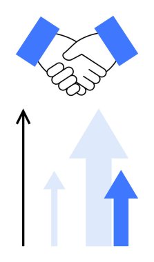 Tokalaşma büyümeyi, ilerlemeyi ve başarıyı temsil eden yükselen oklarla işbirliğini sembolize eder. Takım çalışması, iş, ilerleme, gelişme, anlaşma, yenilik temaları için ideal