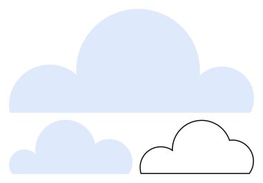 Üç bulut şekli, biri mavi dolgulu, diğeri açık mavi, ve biri de siyah. Hava durumu uygulamaları, çevre temaları, çocuk aktiviteleri, tasarım projeleri, hikaye anlatma eğitimi için ideal