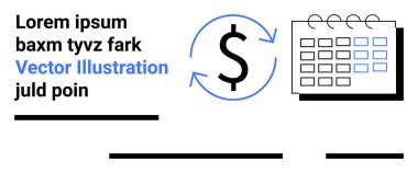 Yuvarlak okları, takvimi ve yer tutucu metni olan dolar işareti. Finans, zaman yönetimi, iş, planlama, planlama, bütçe ve sunumlar için ideal. İniş sayfası
