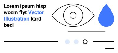 Göz çizimi, su damlası, geometrik çizgiler, soyut şekiller ve yer tutucu metin. Sanat, tasarım, minimalizm, modern estetik, soyut kavramlar, markalaşma, ağ için idealdir. İniş sayfası