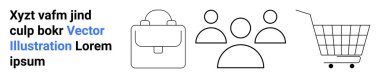 Çanta, bir grup insan ve yer tutucu metnin yanında alışveriş arabası simgeleri. İş, takım çalışması, e-ticaret, pazarlama, perakende satış, kurumsal sunumlar, kullanıcı arayüzleri için ideal. İniş afişi