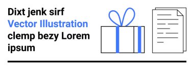 Yanında bir yığın belge ve kurdele ile sarılı bir hediye kutusu. Üstte koyu ve mavi yazı tipiyle örnekleme. Tatil temaları, iş hayatı dengesi, kutlamalar, kurumsal hediyeler için ideal.