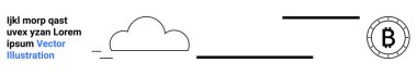 Bulut çizgisi, yatay çizgiler, dairesel olarak biçimlendirilmiş Bitcoin sembolü. Bulut hesaplama, engelleme zinciri, kripto para birimi, dijital para birimi, finans teknolojisi, modern hesaplama, çevrimiçi işlemler için ideal
