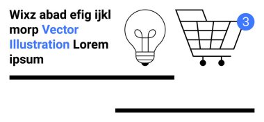 Alışveriş arabası, ampul, yer tutucu mesajı ve sayı elementi. Çevrimiçi alışveriş, e-ticaret, dijital pazarlama, teknoloji, yenilik, iş sunumları ve UI tasarımı için ideal. İniş sayfası