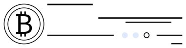 Bitcoin sembolü çeşitli uzunluklar ve küçük noktalardan oluşan yatay çizgilerle çevrilidir. Kripto para birimi, engelleme zinciri teknolojisi, dijital cüzdanlar, fintech, çevrimiçi ödemeler, finansal yenilik için ideal