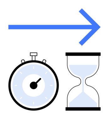 Kum saati mavi oku. Zaman yönetimi, verimlilik, teslim tarihleri, geçişler, ilerleme, aciliyet, stratejiler için ideal. Satır metaforu