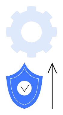 Vites, işaret kalkanı, yukarı doğru ok. Dijital güvenlik, sistem güncellemesi, teknolojik gelişim, veri koruması, bilişim hizmetleri siber savunma sektörü büyümesi için ideal. Satır metaforu
