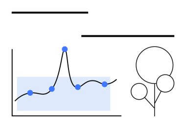 Mavi düğümlü, soyut ağaç şekilli grafikler. Veri eğilimleri, istatistik, denge, büyüme, doğa, basitlik ve minimalizm için ideal. Satır metaforu