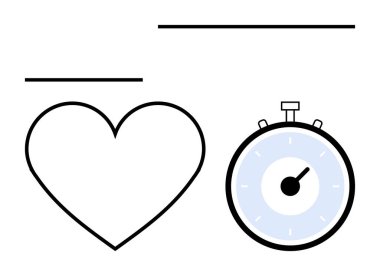 Siyah ve mavi kronometreyle özetlenmiş siyah noktalar ve beyaz işaretli kalp. Aşk, zaman yönetimi, dakiklik, sağlık, ölçüm, ilişkiler, zamanlama konuları için idealdir. Satır metaforu